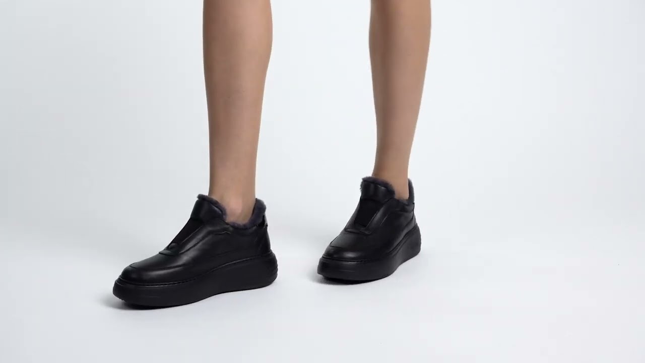 Кроссовки на резинке из натуральной кожи KELTON (AH4307M чёрный)