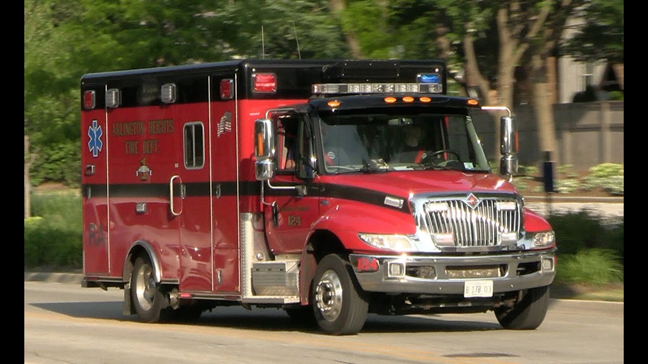 (**HEAVY AIR HORN**) Arlington Heights Ambulance One Responding From