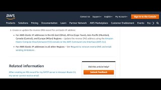 PTR Record DNS Reverse using AWS Amazon Server but a different Hosting company.
