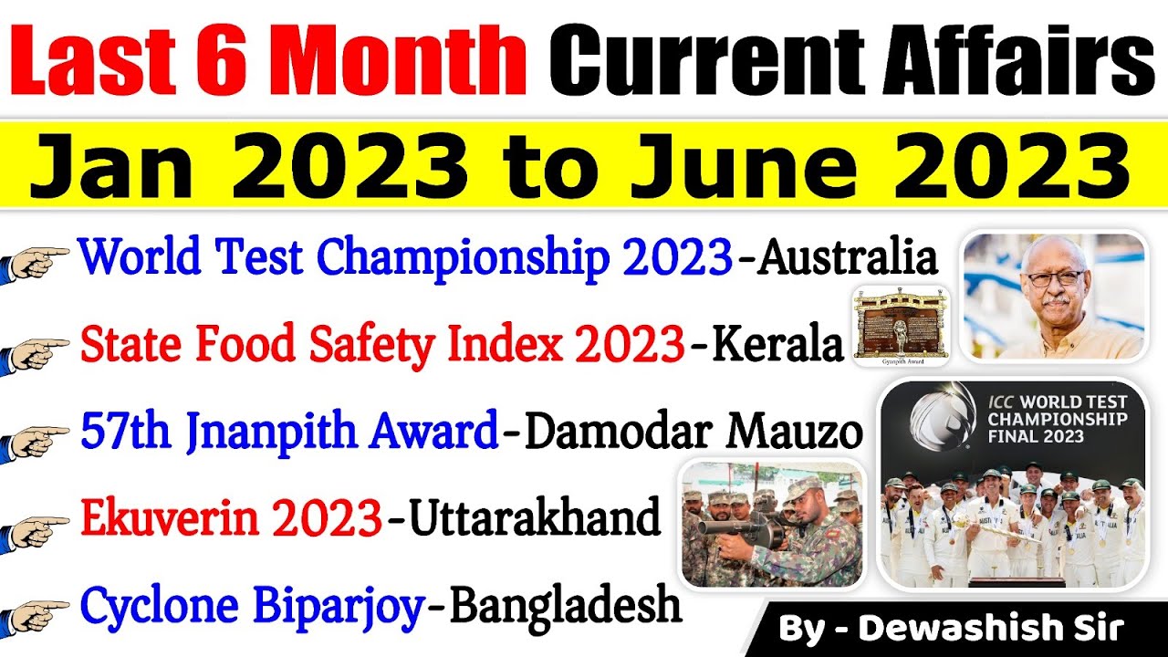 Last 6 Months Current Affairs 2023 January 2023 To June 2023