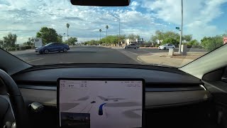 Tesla FSD 12.3.6 goes the long way around to get on US-60 (to avoid a traffic accident)