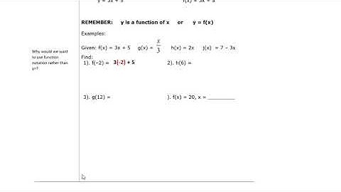 Function Notation Part 1