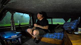 Overnight Truck Camping In Heavy Rain - Tornado Warning, Tacos & Golf