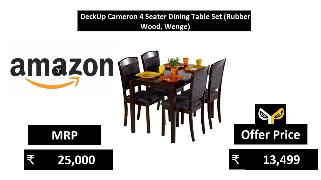 Deckup Cameron 4 Seater Dining Table Set Rubber Wood Wenge