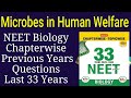 Microbes in human welfare class 12 neet previous year questions last 33 years