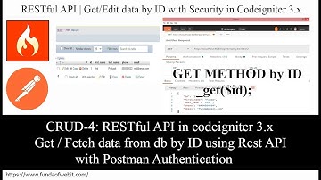 CRUD-4: RESTful API in codeigniter 3.x | Get / Fetch data from db by ID using Rest API postman Auth