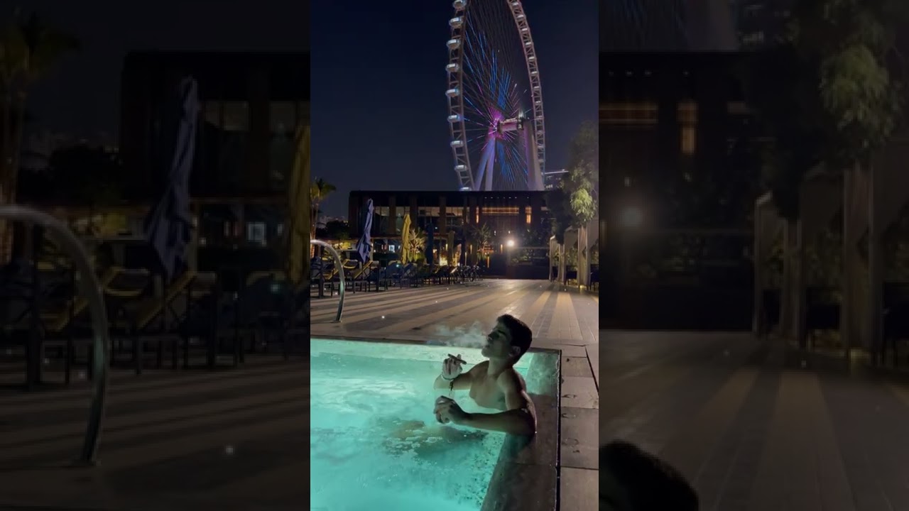 Smoke cigar inside the Jacuzzi in Dubai