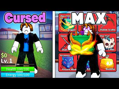 Upgrading A CURSED Account For 24 Hours In Blox Fruits (Roblox)