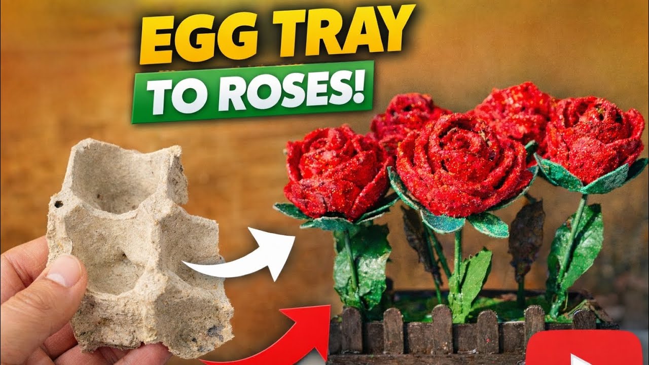 Egg Tray se Banaye Beautiful Roses 🌹 | Best Out of Waste DIY Flower Craft
