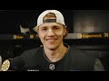 Viktor Arvidsson and Vladislav Kolyachonok talk with the media after morning skate