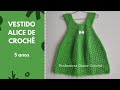 VESTIDO INFANTIL ALICE DE CROCHÊ (5 A 6 ANOS) PROFESSORA GIANE CROCHÊ