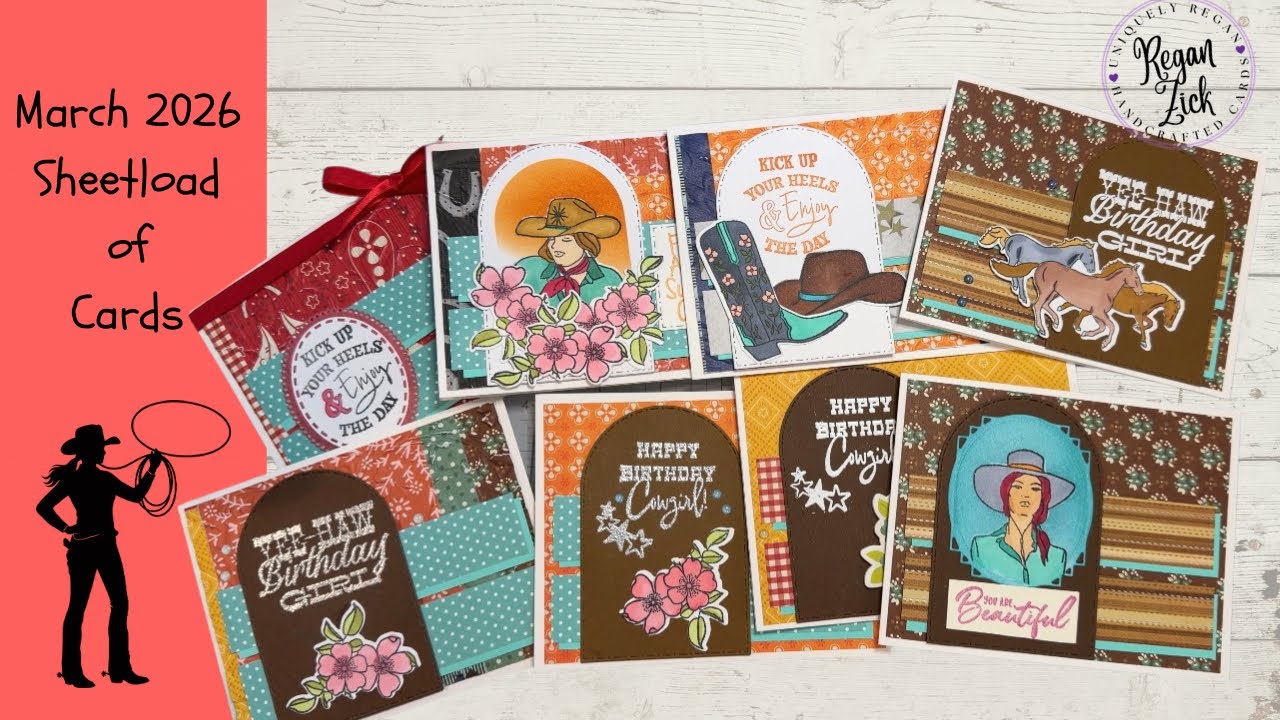 Поздравления с днем ​​рождения в стиле ковбойши и многое другое / Март 2026. Набор открыток.