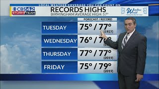 Record Highs Possible This Week Across Central Alabama - CBS 42 News at 4 pm Weather Update