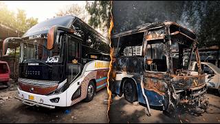 🔥 Burnt Bus Reborn! How a Wrecked Bus Was Cut and Rebuilt Into a Sleeper Bus