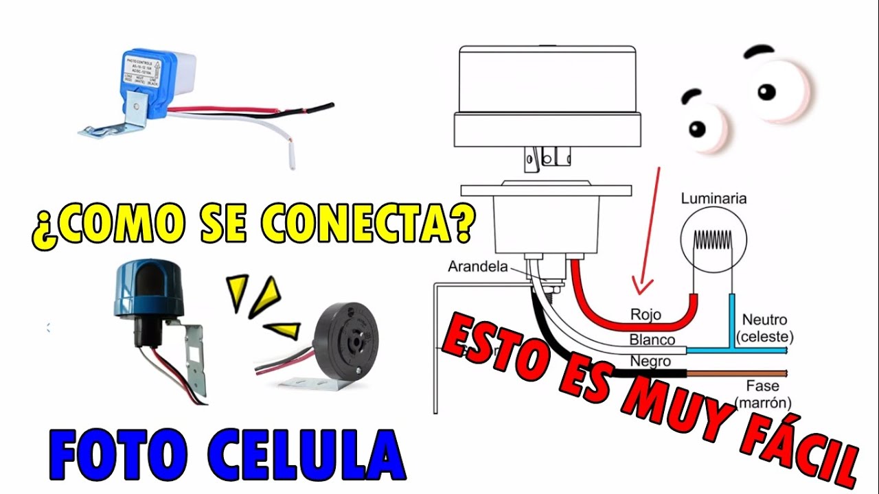 Cómo conectar un sensor de luz o Foto-célula? (Diagrama de conexión,  colores de cables) 