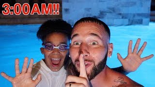 SNEAKING IN THE POOL AT 3AM!!