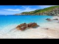 Virtual vacation tropical island ambience  relaxing ocean waves 4k
