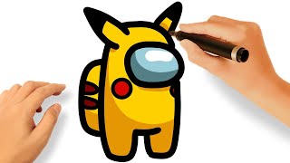 HOW TO DRAW AMONG US PIKACHU | AMONG US POKÉMON