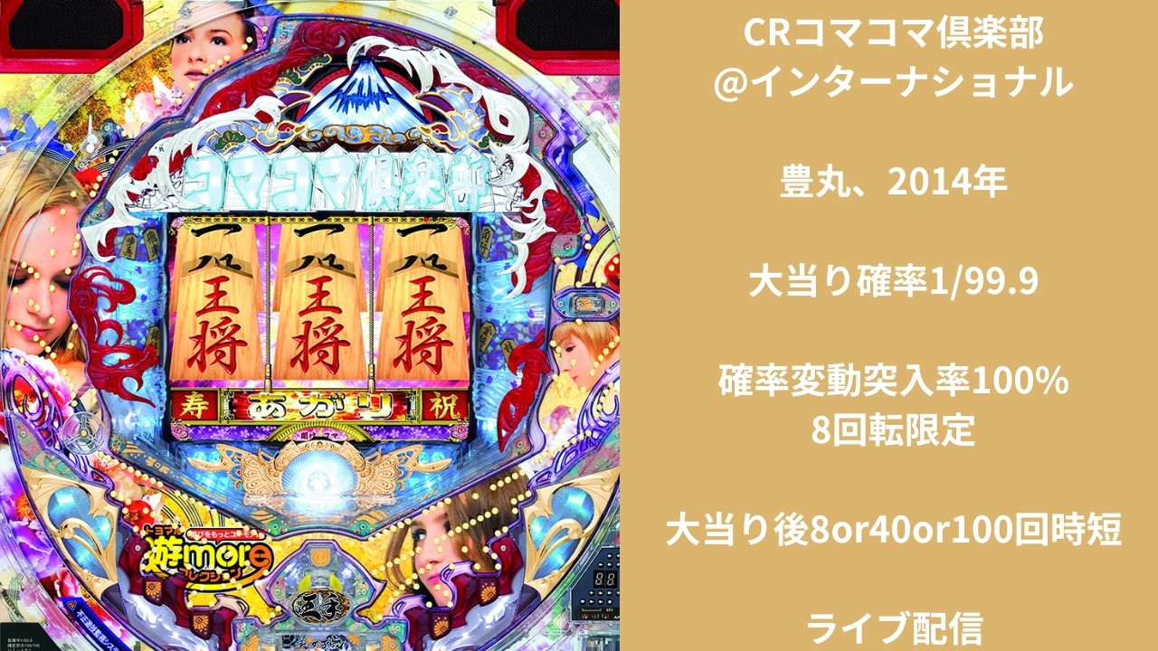 CRコマコマ俱楽部＠インターナショナル（豊丸）ライブ配信 - YouTube