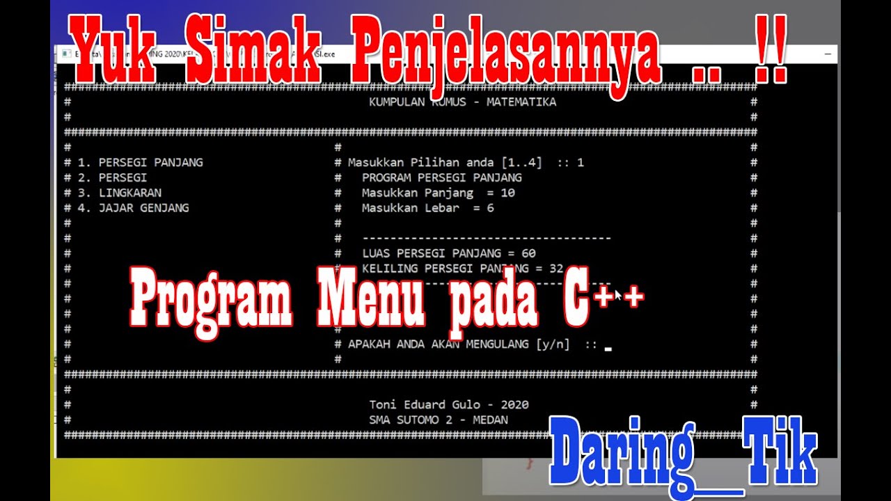 Belajar C++ #15 : Animasi Pada C++ || PROGRAM MENU DIDALAM C++ Bag. 2 ...