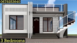 Ramani ya nyumba ya kisasa, vyumba vitatu, 3 bedrooms, Hidden roof, 0679253640