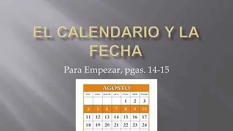 PE El calendario y la fecha