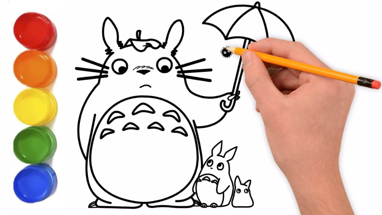 How To Draw Totoro And Friends Drawing And Coloring For Kids Youtube