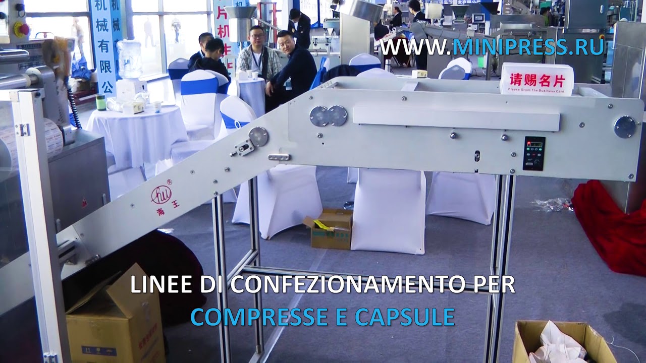 Attrezzatura per l'imballaggio automatico di compresse nella confezione di contorno Minipress.ru