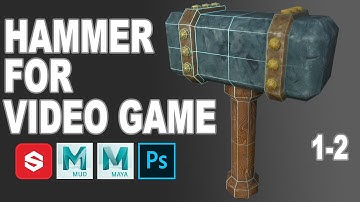 Sculpting Hammer in Mudbox. Full Video Game Ready Asset Workflow (High Poly to Low Poly) in Maya