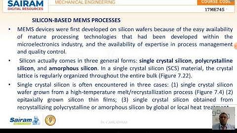 Lecture video 6_17ME745_Module4_Silicon based MEMS process_ Dr C Anil Kumar