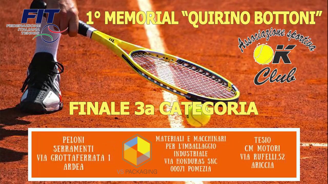 Tennis: Memorial Bottoni - Finale 3a categoria completa