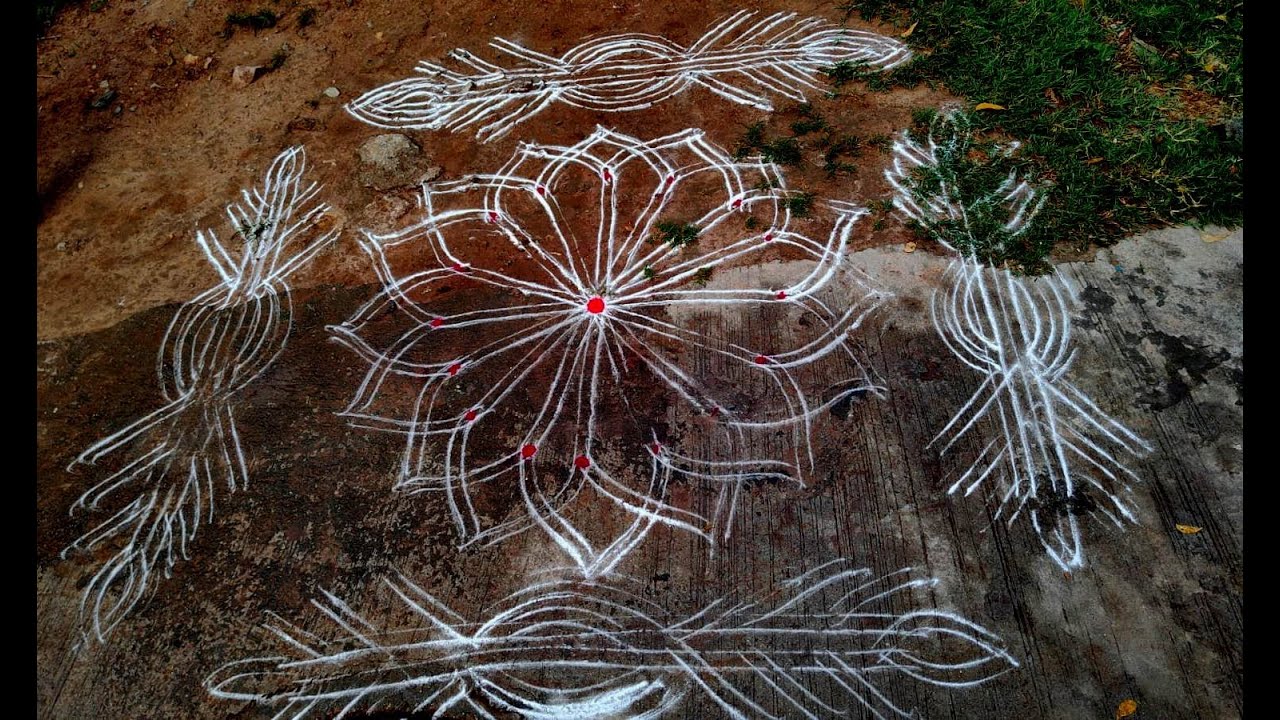 Easy rangoli two lines Rangoli - YouTube