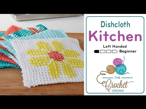 How to Tunisian Crochet: Simple Stitch Dishcloth Left Handed - YouTube