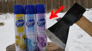 Experiment Axe Vs Air Freshener Super Slowmotion 960 Fps