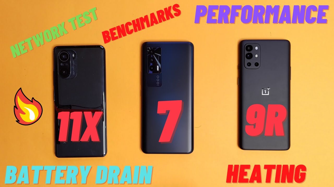 IQOO 7 vs Oneplus 9R vs Mi 11x | Phones under 40,000 | Performance, Heating, Network , Battery Test