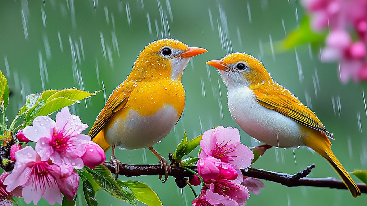 Звуки птиц и нежный дождь в сопровождении успокаивающей фортепианной музыки 🌧️ Успокаивающая музы...