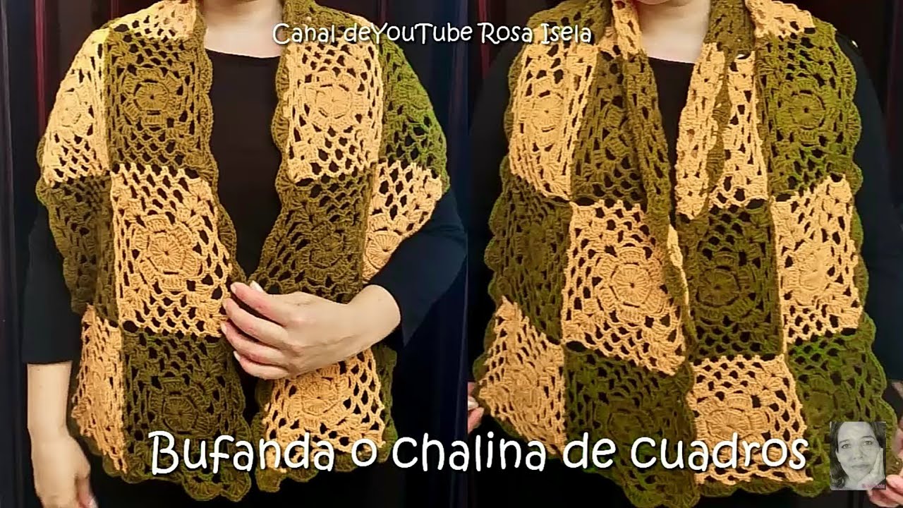 Bufanda / de cuadros CROCHET - YouTube