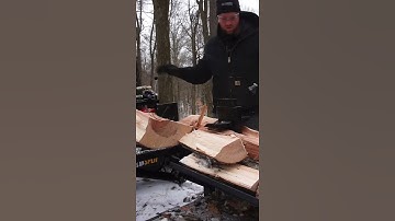 Splitting firewood with the ruggedmade 37 ton log splitter