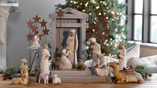 Nativity Deluxe plus Metal Stars and Angel, 18-piece Set