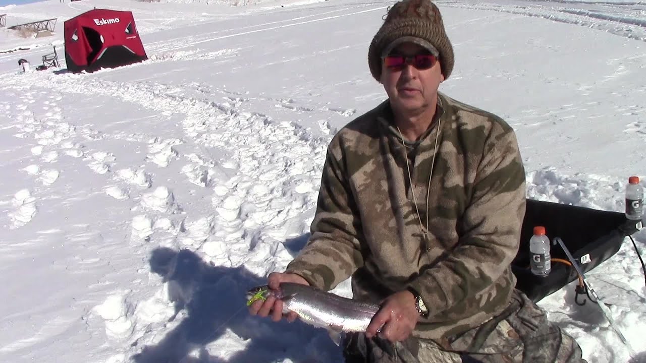 Ice Fishing Strawberry, Utah - January 15, 2015 - YouTube