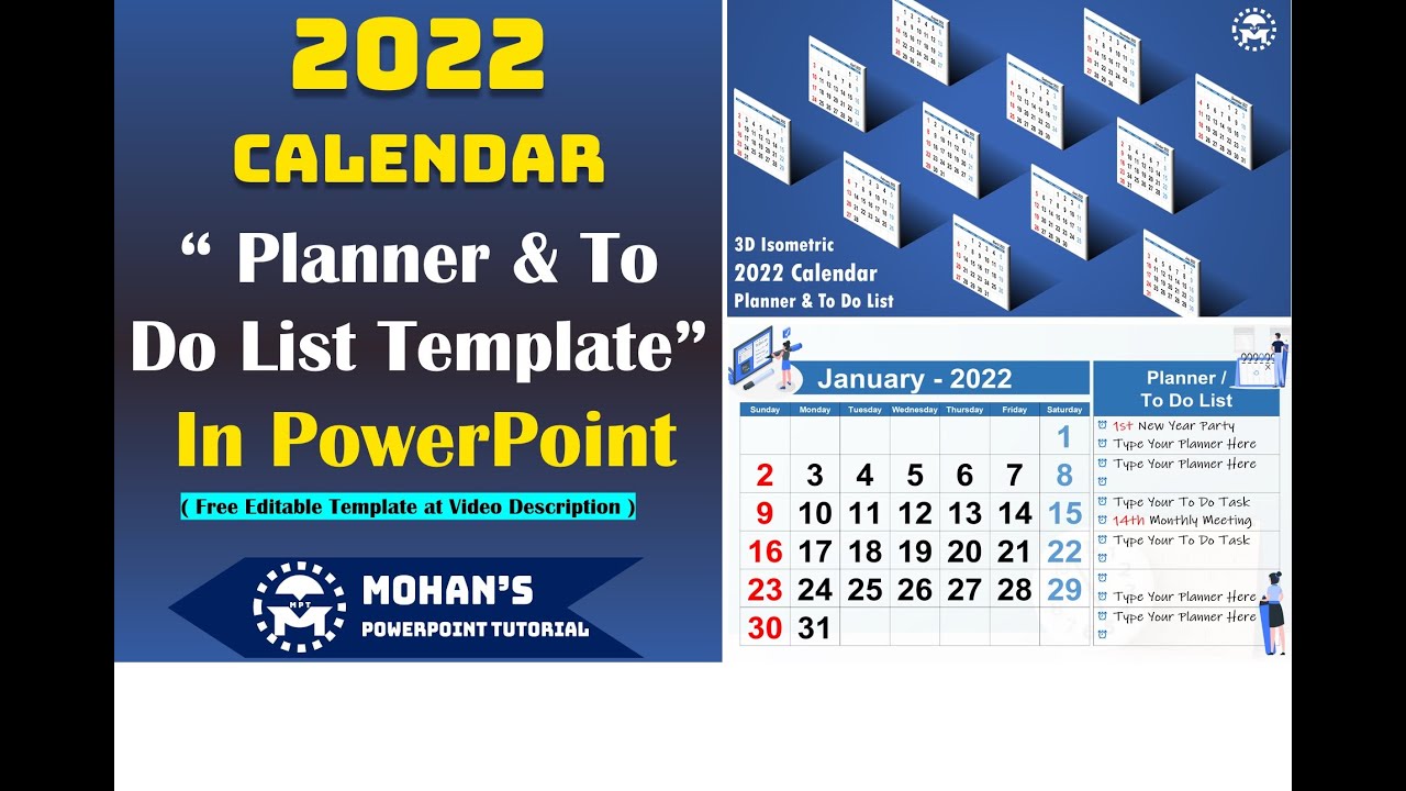 2022 Calendar in PowerPoint | 2022 Planner Template in PowerPoint | To Do  List | Free PPT Template - YouTube