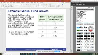 Exponential modeling with TI 83 or TI 84 (Mutual Growth Fund) Net Worth