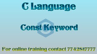 Const keyword in c language | read only variable in c