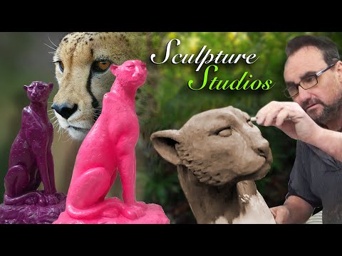 Life Size Fiberglass Cheetahs by Sculpture Studios