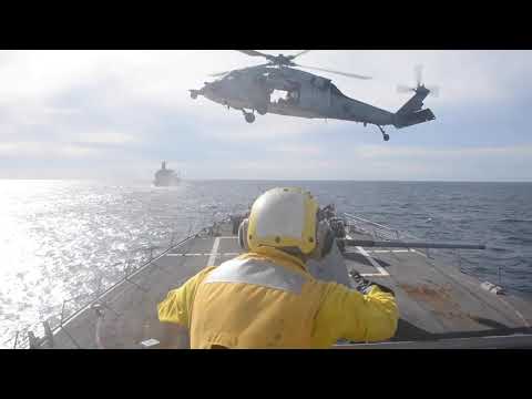 US Navy – Sea Hawk Vertical Replenishment – Guided-Missile Destroyer USS James E. Williams (DDG 95)