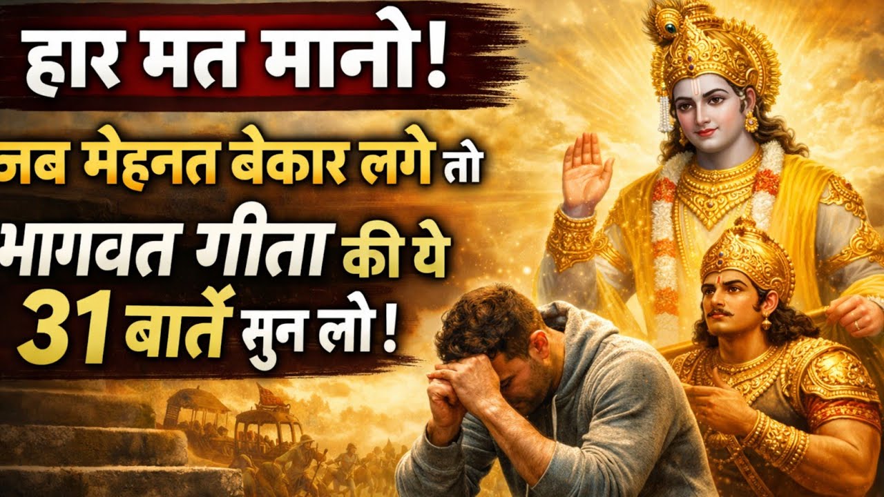 हार मत मानो! 💪 जब मेहनत बेकार लगे तो भागवत गीता की ये 31 बातें सुन लो 🙏✨ #geetaupdesh