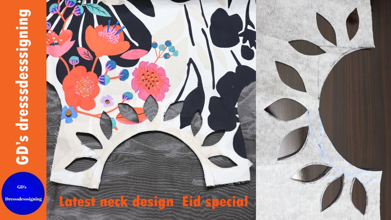 New neck Design cutting and stitching | Brand style neck cutting | Leaf shape pattern neck cutting