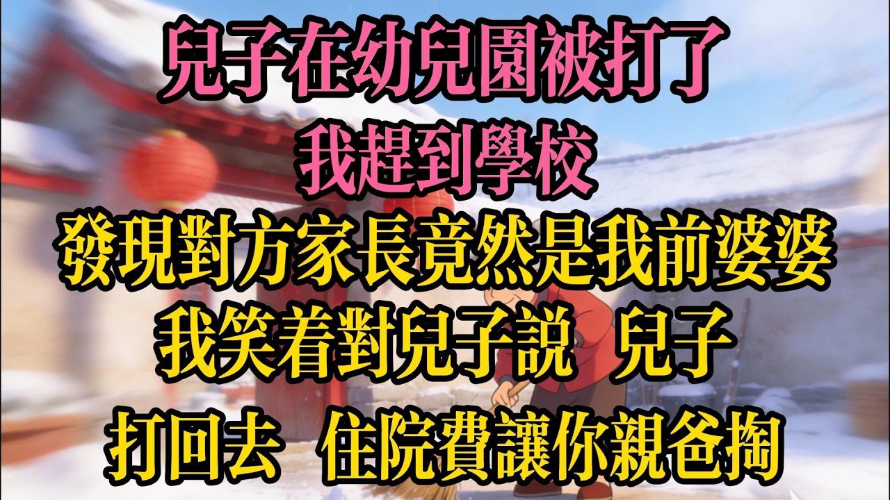 兒子在幼稚園被打了，我趕到學校，發現對方家長竟然是我前婆婆，我笑著對兒子說：兒子，打回去，住院費讓你親爸掏