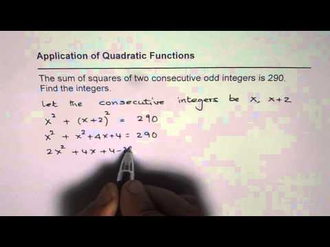 Quadratic Application Sum of Square of Two Consecutive Odd Integers