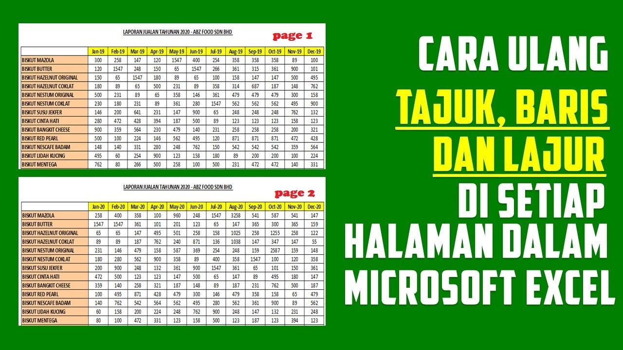 Cara Letak Muka Surat Didalam Excel